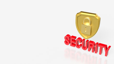 Gold Shield for Business or security concept 3d Rendering.の写真素材