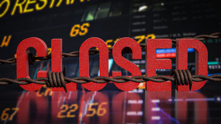 Red closed on Business Background 3d Rendering.の写真素材