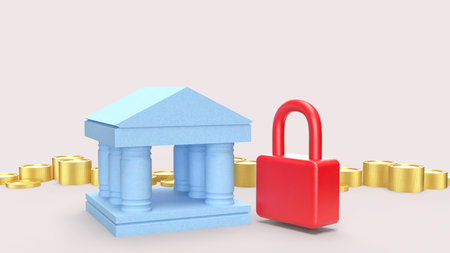 Bank and Red Key for Business concept 3d Rendering.の写真素材