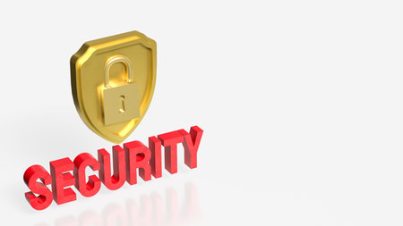 Gold Shield for Business or security concept 3d Rendering.の写真素材