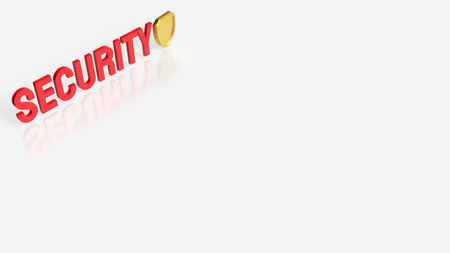 Gold Shield for Business or security concept 3d Rendering.の写真素材