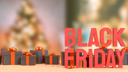 Luxury black gift boxes with shiny orange ribbons and bows, elegant holiday presents for celebration, Christmas, or special occasions, premium background with warm light.の写真素材