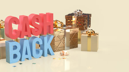 3D cashback text with gold coins on blue background, financial reward concept for saving, refund, promotion, bonus, and money return illustration for marketing or business design.の写真素材
