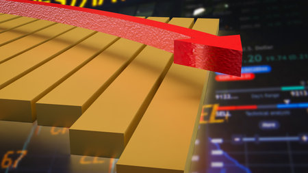 Chart and arrow for Business concept 3d Rendering.の写真素材