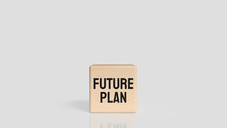 Wooden block with text FUTURE PLAN on table, motivation and business concept for goal setting,...