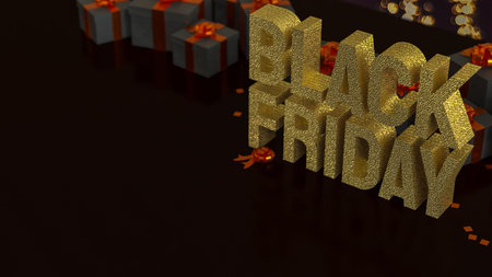 Luxury black gift boxes with shiny orange ribbons and bows, elegant holiday presents for celebration, Christmas, or special occasions, premium background with warm light.の写真素材