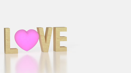 LOVE text in wooden letters with a bright pink heart replacing the  symbolizing romance, affection, and emotional connection.の写真素材