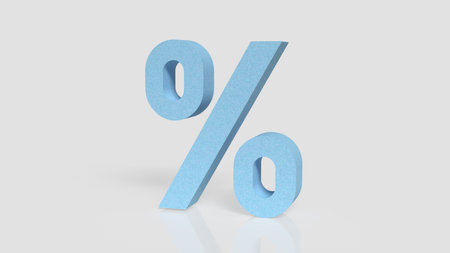Blue 3D percentage symbol on a clean white background, representing finance, interest rates, discounts, banking, market analysis, and economic concepts in a modern minimalist style.の写真素材