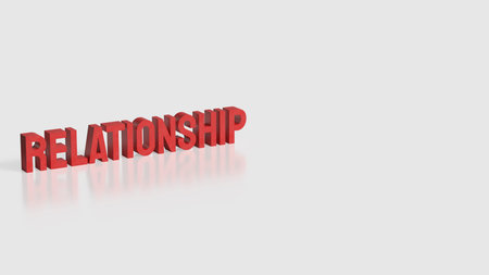 Bold red  RELATIONSHIP text on a clean white background, symbolizing love, connection, partnership,...
