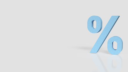 Blue 3D percentage symbol on a clean white background, representing finance, interest rates, discounts, banking, market analysis, and economic concepts in a modern minimalist style.の写真素材