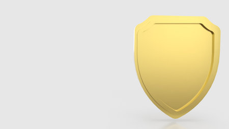 Golden 3D shield icon on a clean background, representing security, protection, privacy, safety, and digital defense in a modern minimalist style.の写真素材