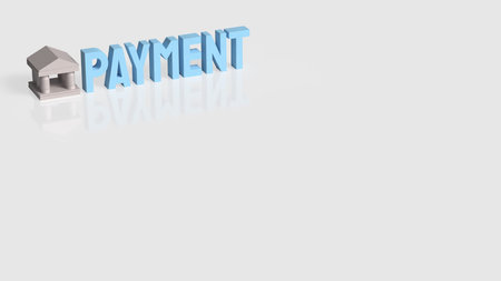 3D blue  Payment  text beside a classical bank icon, representing financial transactions, banking...