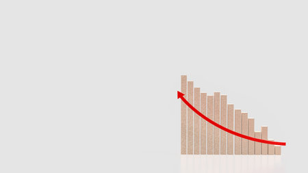 A bar chart showing a steady decline with a red downward arrow, symbolizing financial loss, economic...