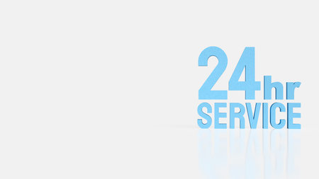 3D illustration of 24 hour service text in blue representing nonstop customer support, continuous...