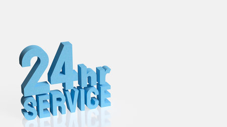 3D illustration of 24 hour service text in blue representing nonstop customer support, continuous assistance, reliability, and always available professional service for business and clients.の写真素材