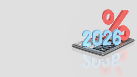 Tax calculation concept with calculator and 2026 percentage symbol representing financial planning...