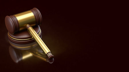 3d judge gavel on sound block representing justice law court legal authority decision judgment and...