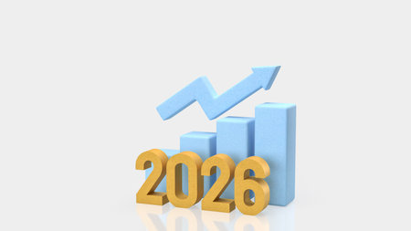 Minimal graphic showing 2026 growth trend with upward arrow and bars, representing positive business...