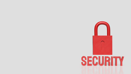 3d render of red padlock with security text isolated on white background cyber security concept data...