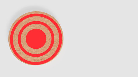 Wooden target board with red bullseye symbolizing goal achievement focus strategy success and...