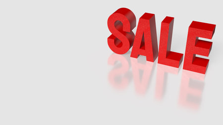 3D illustration of red sale text symbolizing retail promotion, discount campaign, special offer,...