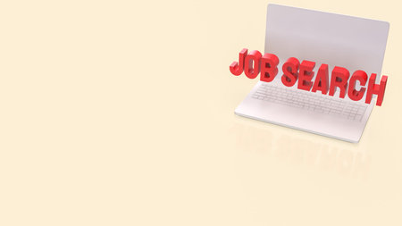 Job search text emerging from laptop screen representing online recruitment employment opportunities...