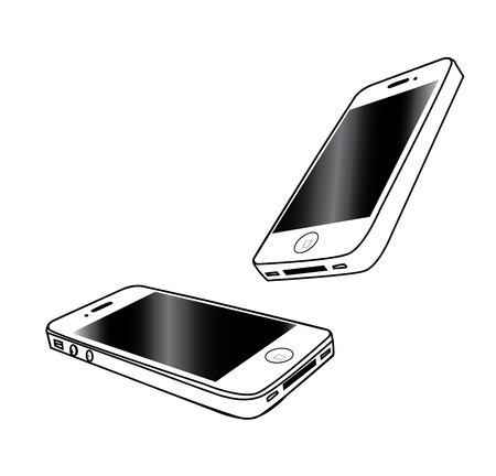Mobile Phone Vector In .Style Isolated On White のイラスト素材