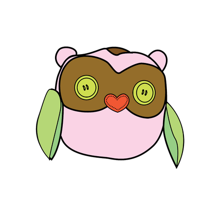 cute pink owl doll のイラスト素材