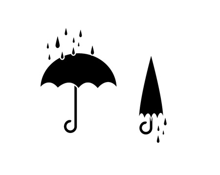 Umbrella and rain drop , silhouettes vector on white のイラスト素材