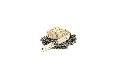 measuring tape and chain isolated on white  Concept diet の写真素材