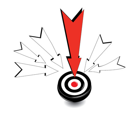 Black Dartboard with red Arrow  Hitting A Targetのイラスト素材