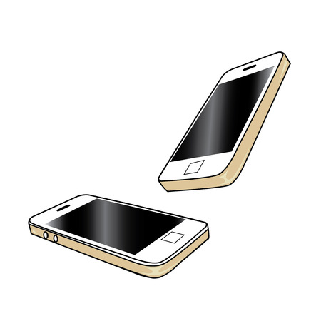 Gold Business Mobile Phone Vector Isolated On White Backgroundのイラスト素材