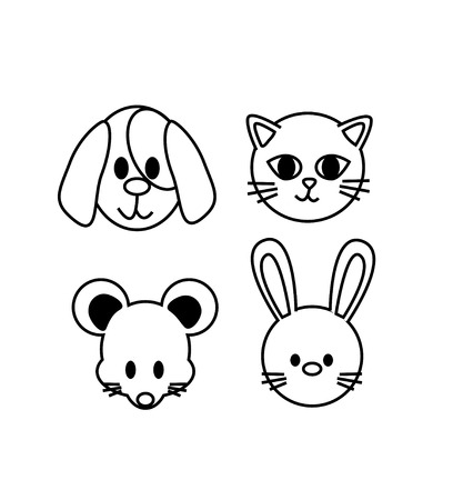 set of pet icon concept pet lover  cat,dog,mouse,rabbit  vectorのイラスト素材
