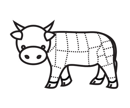 Beef Cuts Chart  isolated on white background  vectorのイラスト素材