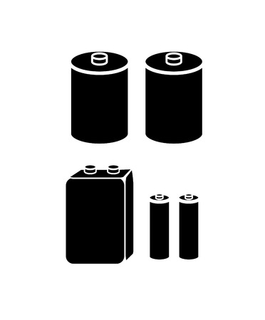 Set of batteries type icons isolated white background vector illustrationのイラスト素材