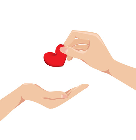 Love Concept of Hand giving heart to each other  illustration  のイラスト素材