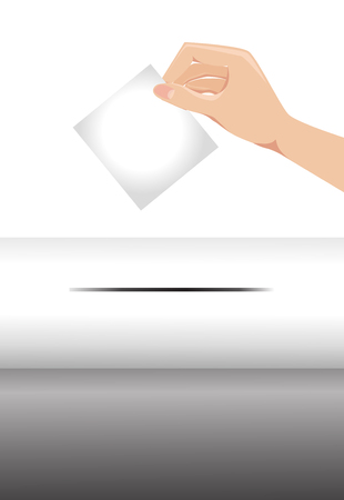hand down the white paper in the box  concept for electionのイラスト素材