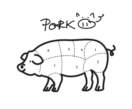 American  US  cuts of pork Vectorのイラスト素材