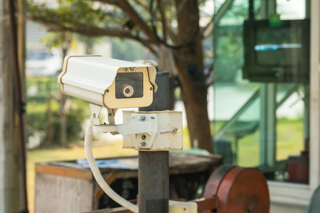 CCTV Camera in front of the village, residenceの写真素材