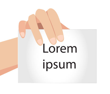 Women Hand holding blank paper isolated on white background のイラスト素材