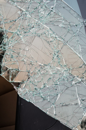 the broken windshield in car accidentの写真素材