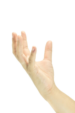 empty female open hand isolated on whiteの写真素材