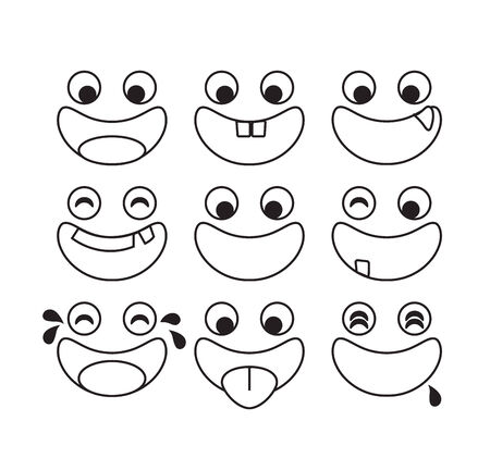 Set of cartoon emotion vectorのイラスト素材