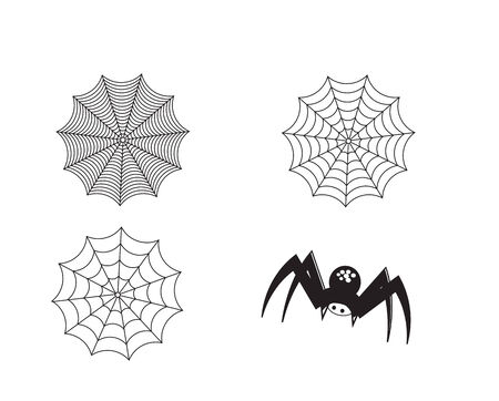 Set of silhouette spider and webのイラスト素材