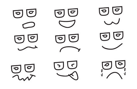 Set of Hand draw cartoon emotion のイラスト素材