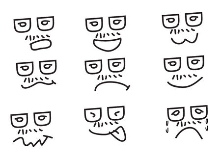Set of Hand draw cartoon emotion のイラスト素材