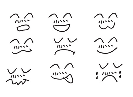 Set of Hand draw cartoon emotion のイラスト素材