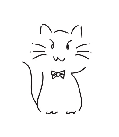 Calligraphy cute cat のイラスト素材