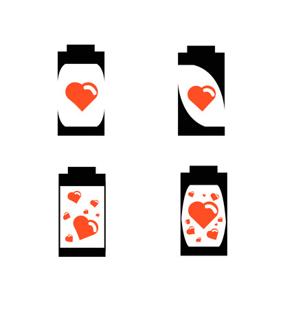 silhouette battery with red heart icon  love batteryのイラスト素材