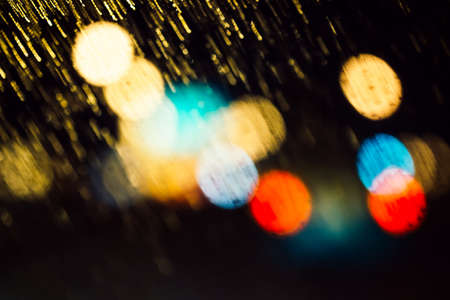 Bokeh light and rain vintage backgroundの写真素材